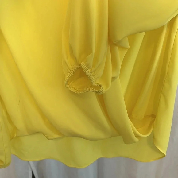 INC Wrap V Neck Long Sleeve Blouse in Yellow, Size M - Picture 4 of 12